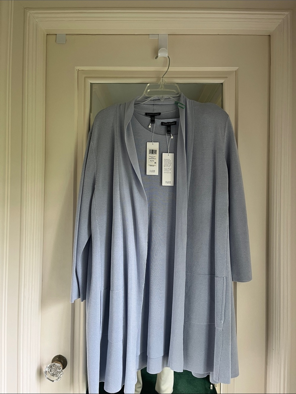 Eileen Fisher Pale Blue Open Drape Knit Cardigan